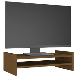 Avis vidaXL Support de moniteur Marron miel 50x27x15 cm Bois de pin solide