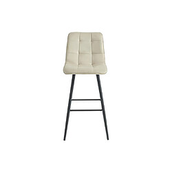 Avis Vente-Unique Lot de 2 tabourets de bar matelassé en velours et métal - Beige - OLLUA