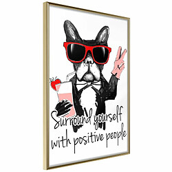 Paris Prix Affiche Murale Encadrée Positive Bulldog 20 x 30 cm Or