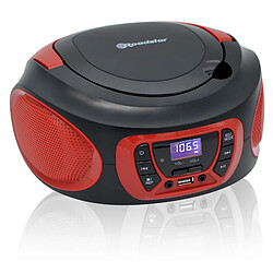 Radio CD Portable Numerique FM PLL, Lecteur CD, CD-R, CD-RW, MP3, USB, Stereo, , Noir/Rouge, Roadstar, CDR-365U/RD pas cher