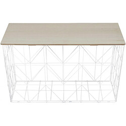 Avis The Home Deco Factory Table d'appoint pliable filaire plateau en bois blanc.