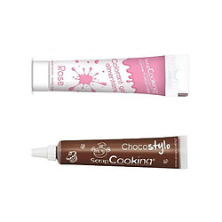 Scrapcooking Stylo chocolat + Gel colorant alimentaire rose