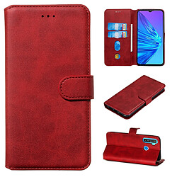 Wewoo Housse Coque Pour OPPO Realme 5 Classic Calf Texture Horizontal Flip PU en cuiravec support et fentes cartes et portefeuille rouge