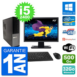 PC Dell 990 DT Ecran 19" Intel i5-2400 RAM 32Go Disque Dur 500Go Windows 10 Wifi - Occasion