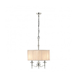 Interiors 1900 Suspension 3 ampoules Stanford, nickel, abat-jour beige