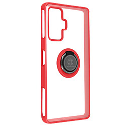 Avizar Coque Xiaomi Poco F4 GT Bi-matière Bague Métallique Support Vidéo rouge