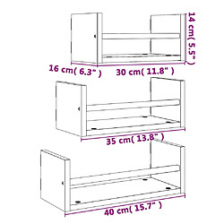 vidaXL Ensemble d'étagères murales barres 3 pcs noir bois d'ingénierie pas cher