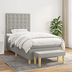 vidaXL Sommier à lattes de lit avec matelas Gris clair 80x200 cm Tissu