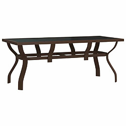 Maison Chic Table de jardin | Table d'extérieur Marron et noir 180x80x70 cm Acier et verre -GKD42613