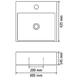 vidaXL Vasque avec trou de robinet en céramique Blanc 60,5x42,5x14,5cm pas cher