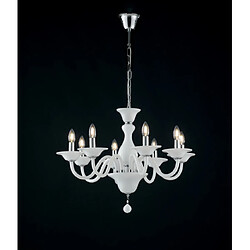 Fan Europe Chandelier sans abats jours Soffio 8 ampoules Verre blanc