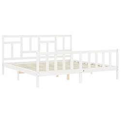 Maison Chic Lit adulte - Cadre Structure de lit avec tête de lit Contemporain blanc 200x200 cm bois massif -MN25089 pas cher