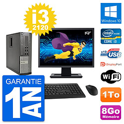 PC Dell 990 SFF Ecran 19" Intel i3-2120 RAM 8Go Disque Dur 1To Windows 10 Wifi - Occasion