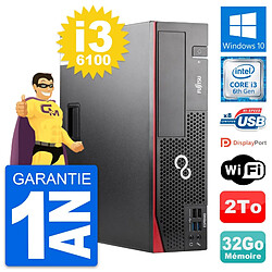 PC Fujitsu Esprimo D556 DT Intel i3-6100 RAM 32Go Disque Dur 2To Windows 10 Wifi - Occasion