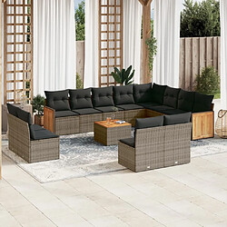 Maison Chic Salon de jardin avec coussins 13 pcs | Ensemble de Table et chaises | Mobilier d'Extérieur gris résine tressée -GKD74774