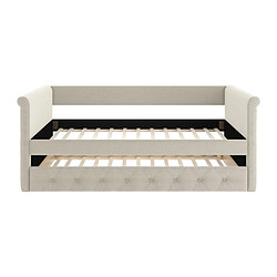 Acheter Vente-Unique Lit banquette gigogne capitonné - 2 x 90 x 190 cm - Tissu - Beige - LOUISE