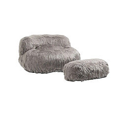 KOMHTOM Chaise confortable avec pouf, chaise moderne rembourrée, pouf en fausse fourrure moelleuse, loveseat, gris pas cher