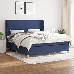 Maison Chic Lit adulte- Lit + matelas,Sommier à lattes de lit avec matelas Bleu 160x200 cm Tissu -GKD77954