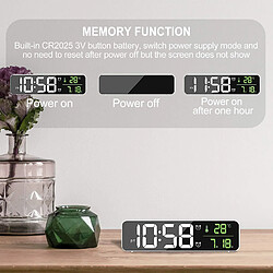 Universal Réveil numérique, réveil matinal, horloge murale à LED, miroir numérique grand écran, rendez-vous et température, horloge USB, noir pas cher