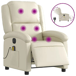 vidaXL Fauteuil de massage inclinable électrique crème similicuir