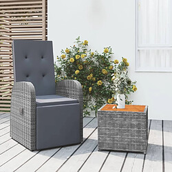 Maison Chic Ensemble de Salon de jardin 2 pcs - Table et chaises d'extérieur - Mobilier/Meubles de jardin Moderne gris poly rotin et acacia -MN78355