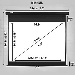 Acheter Duronic MPS100 /169 Ecran de projection à déroulement manuel 100 pouces 16:9 - Fixation mur ou plafond - 4K Full HD 3D