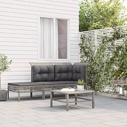 Maison Chic Salon de jardin 3 pcs + coussins - Mobilier/Meubles de jardin - Table et chaises d'extérieur Gris Résine tressée -MN87760