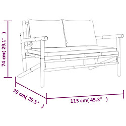 vidaXL Salon de jardin 4 pcs avec coussins gris foncé bambou pas cher