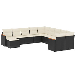 Maison Chic Salon de jardin 11 pcs avec coussins | Ensemble de Table et chaises | Mobilier d'Extérieur noir résine tressée -GKD33366