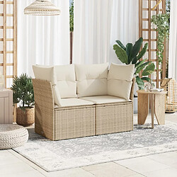 Avis Maison Chic Canapé de jardin avec coussins 2 places | Canapé d'extérieur | Fauteuil,Banquette Jardin beige résine tressée -MN65233