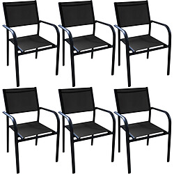 ALIZÉ Fauteuil en aluminium Duca (Lot de 6) Graphite et noir.