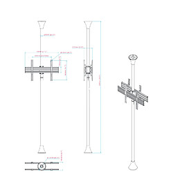 Acheter Kimex Support sol-plafond pour 2 écrans TV back to back 32'' - 75'' - Vesa 600x400 - Hauteur max 240cm