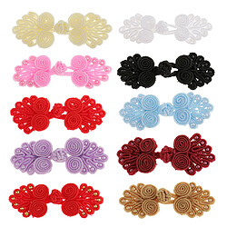 Avis 20 paires de boutons de grenouille noire chinoise avec des perles pour cheongsam noir