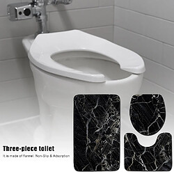 Acheter Universal Toilette 3 pièces Set de tapis de salle de bains en marbre noir Set de tapis de salle de bains antidérapant Set de tapis de siège de toilette | Serviettes de bain(Le noir)