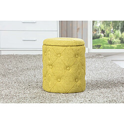 Alter Pouf de rangement en tissu matelassé jaune, 34x34x40 cm