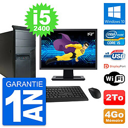 PC Tour Lenovo M91p Ecran 19" Core i5-2400 RAM 4Go Disque 2To Windows 10 Wifi - Occasion