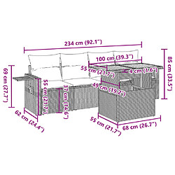 vidaXL Salon de jardin avec coussins 5 pcs beige résine tressée pas cher