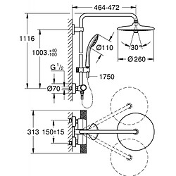 Acheter Colonne de douche EUPHORIA SYSTEM 260 GROHE avec mitigeur thermostatique 27615002