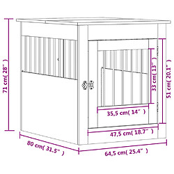 vidaXL Meuble de cage pour chiens sonoma gris 64,5x80x71 cm pas cher