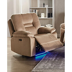 Beliani Fauteuil BERGEN LED Velours Beige sable