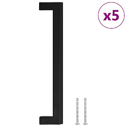 vidaXL Poignées d'armoire 5 pcs noir 192 mm acier inoxydable