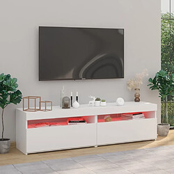 Maison Chic Meubles TV 2 pcs avec lumières LED pour salon Blanc 75x35x40 cm -MN70413 pas cher