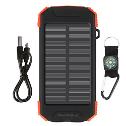 Batterie Externe Solaire 10000mAh Antichocs IPX4 Lampe Torche Akashi Noir