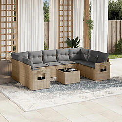 Maison Chic Salon de jardin avec coussins 10 pcs, Ensemble Tables et chaises de jardin, beige résine tressée -GKD412229