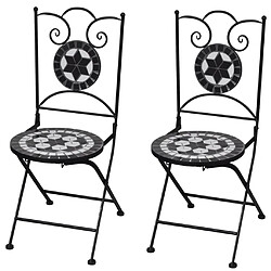 vidaXL Chaises pliables de bistro lot de 2 Céramique Noir et blanc 