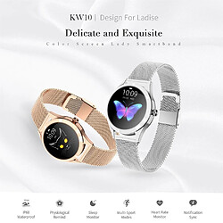 Wewoo Montre connectée KW10 1,04 pouce écran couleur TFT Smartwatch IP68 étancheBracelet en métalrappel d'appel / Surveillance de la fréquence cardiaque / Rappel sédentaire / du sommeil / Prévoyez le cycle menstruel intelligemment Or