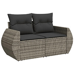 Avis Maison Chic Salon de jardin 5 pcs avec coussins | Ensemble de Table et chaises | Mobilier d'Extérieur gris résine tressée -GKD66277