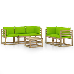 Maison Chic Salon de jardin 6 pcs + coussins - Mobilier/Meubles de jardin - Table et chaises d'extérieur vert brillant -MN22646