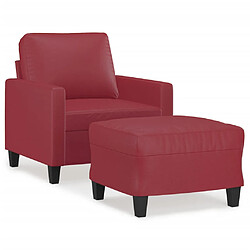 vidaXL Fauteuil avec repose-pied Rouge bordeaux 60 cm Similicuir