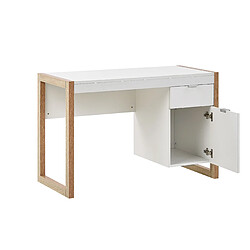 Acheter Beliani Bureau blanc / effet bois clair 110 x 50 cm avec colonne de rangement JOHNSON